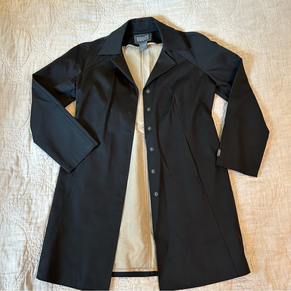 Roots Modern Black Trench / lightweight jacket / rain coat- women’s M - Picture 9 of 9